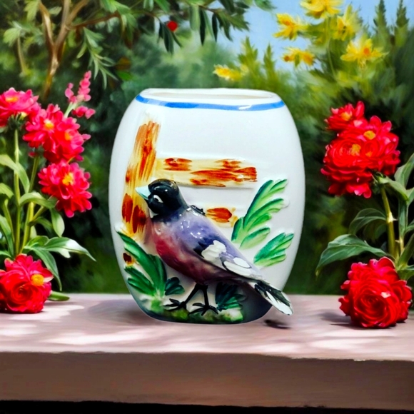 Whimsical 3D Vintage Japan Bird Planter Vase Inspired by Niagara Falls - Picture 1 of 7